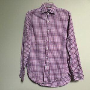 POLO RALPH LAUREN pink green plaid button shirt S